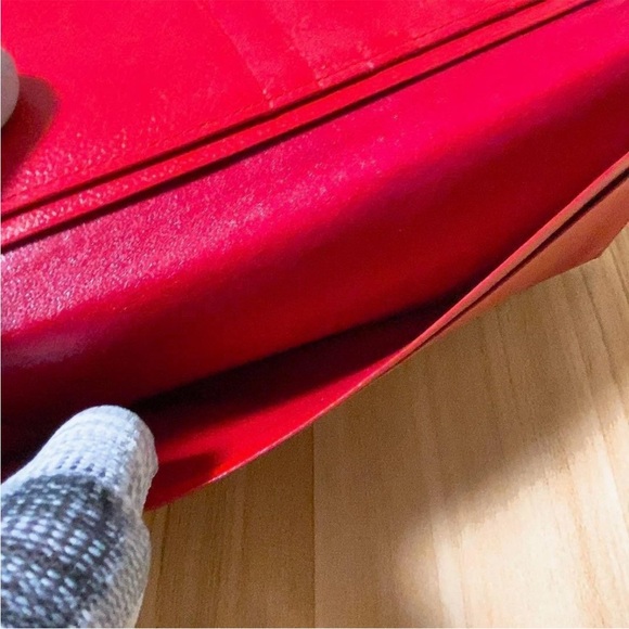 Yves Saint Laurent Red Wallet with Gold Accents - Picture 6 of 7